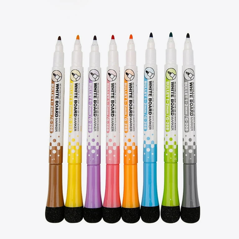 Non-Toxic Magnetic Dry Erase Markers with Eraser Cap Fine Tip Point | Low Odor Pack of 8 Colors,for Kids and Teachers Supplies |Easily Erasable for