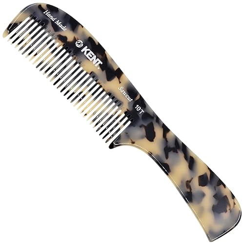 Kent 10T TW Peine rastrillo desenredante de dientes anchos hecho a mano, grande, suave y cómodo para cabello rizado, húmedo y seco y grueso