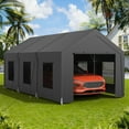 thumbnail image 3 of Vitarpatio 10x20 ft Carport Heavy Duty, Reinforced Metal Car Port Canopy Portable Garage Waterproof Car Tent with 6 Roll-up Windows, Door and Removable Sidewalls, Dark Gray, 3 of 9
