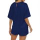 thumbnail image 4 of Puntoco Conjunto de pijama de seda simulada para mujer, moda de ropa de dormir para mujer, color sólido, manga corta, bolsillo, hebilla en la espalda, cintura alta, cintura elástica, 4 of 5