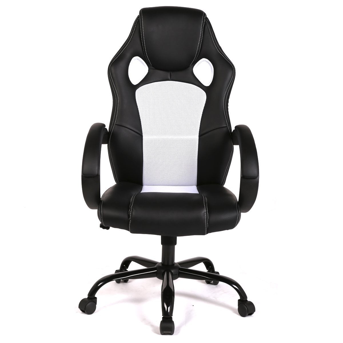 Homall Gaming Chair High Back Computer Chair Racing Style Office Chair Embossing Design Pu Leather Bucket Seat Desk Chair with Adjustable Armrest Ergonomic Headrest and Lumbar Support White 