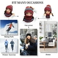 thumbnail image 6 of 4PCS Fleece Lined Winter Hats for Women Knit Beanie Hat Scarf Mask Glove Set Warm Soft Slouchy Skull Cap Pom, 6 of 8