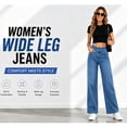 thumbnail image 3 of Wide Leg Jeans for Women Elastic High Waisted Denim Pants Straight Leg Slimming Stretch Jeans Casual Baggy Fashion Pull on Trousers, 3 of 10