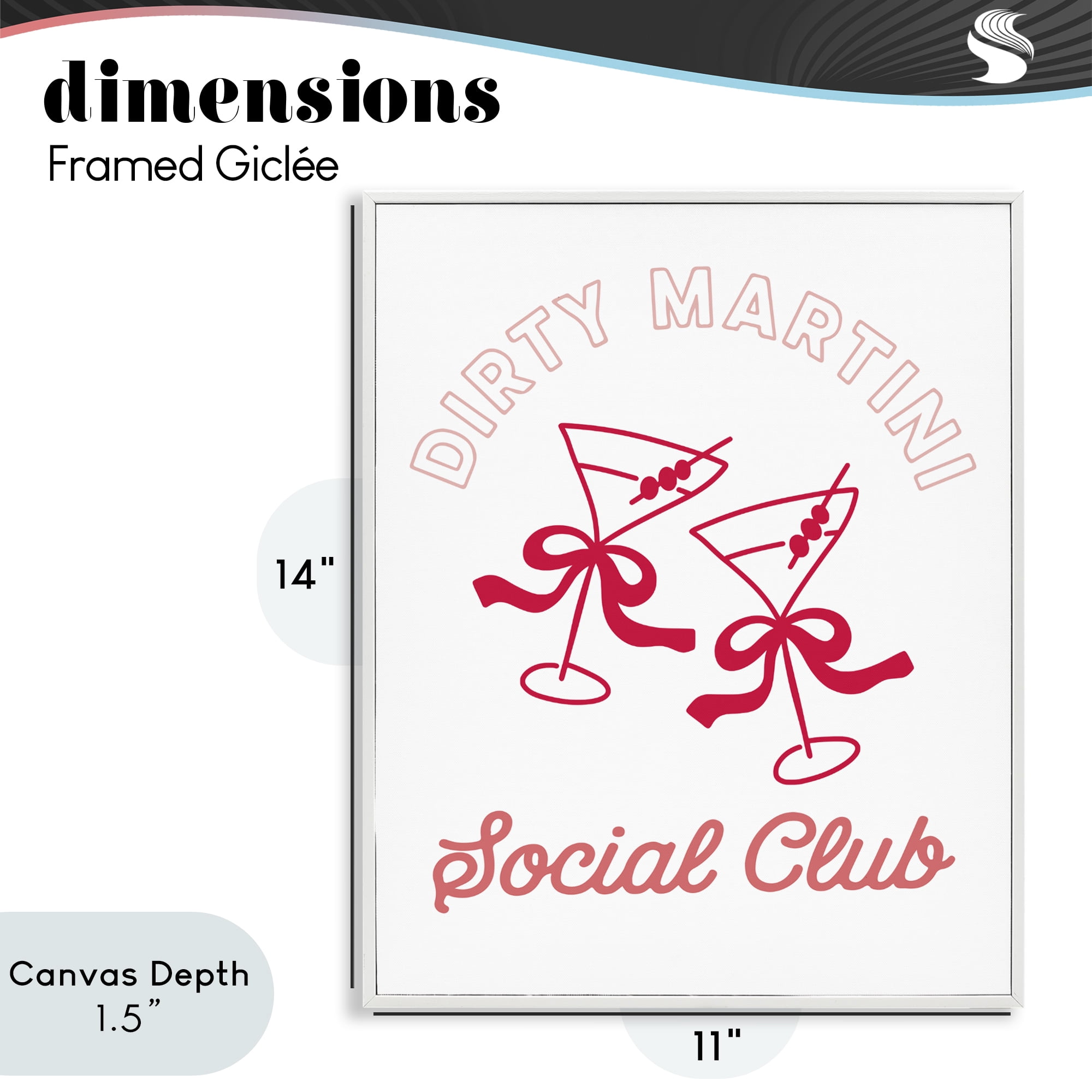 Stupell Industries Pink Martini Social Club White Framed Giclee Art, design by Lettered and Lined