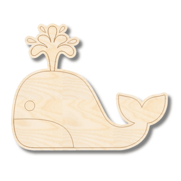 Unfinished Wood Etched Whale Shape 18" / 1/4"