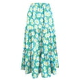 thumbnail image 4 of Kcodviy Women Summer Boho Printing Ruched Skirt Elastic Waist Pleated A Ruffle Skirt Line Flowy Swing Tiered Plaid Mini Skirt Pocket Long Beach Skirt and Top Set for Women Dress, 4 of 6