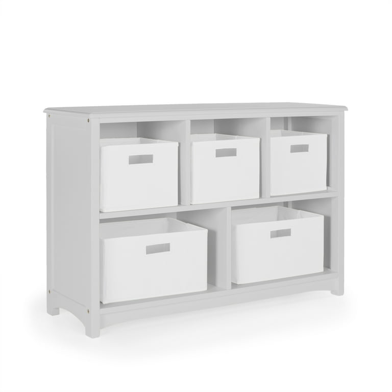 Guidecraft Classic Bookshelf Gray Wooden 5 Compartment Storage