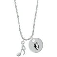 thumbnail image 1 of Delight Jewelry Silvertone Sixteenth Note Silvertone Script Initial Disc - O - Charm Necklace, 20"+3", 1 of 4