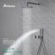 thumbnail image 2 of Simple black brass shower system with wall mounted design Two handles Dual control for Hot & Cold 2-function hidden bathroom Tap My Lux Decor Round, 2 of 12