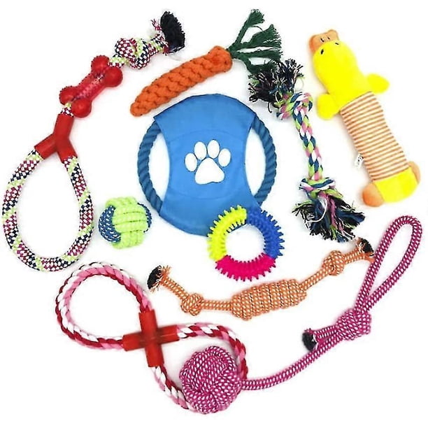 Puppy Chew Toy Teething Training, 10 Piece Dog Leash Toys 100% Natural Cotton Leash for Small to Med
