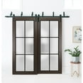 thumbnail image 3 of Sliding Closet Barn Bypass Doors 48 x 96 inches | Planum 2122 Chocolate Ash Frosted Glass | Sturdy 6.6ft Rails Hardware Set | Wood Solid Bedroom Wardrobe Doors, 3 of 6