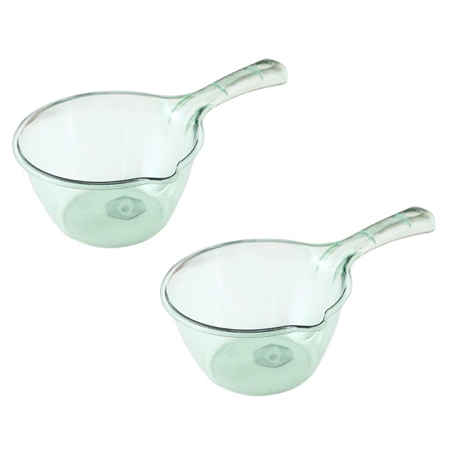 Oleegame 2PC Kitchen Utensils Set Household Kitchen Spoon Deepen Thickened Long Handle Plastic Large Creative Transparent Shampoo Spoon Green