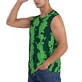 thumbnail image 3 of Lsque Green Stripes Of Watermelon Print Men's Cotton Blend Sleeveless Muscle Shirts (S-3XL)- Moisture Wicking, Odor Protection, UPF 30+,Small, 3 of 8