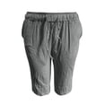thumbnail image 5 of Huanglei Men's Casual Shorts ,Casual Summer Shorts Linen Blend Elastic Waist With Pockets Loose Fit (Gray ,XX-Large), 5 of 5