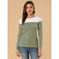 thumbnail image 3 of CamiseDe ManLarPaMujer bloque de colorrayas triple color simple Ejercito verde XL, 3 of 6