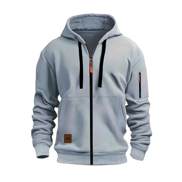 MHFRRA Sudadera con Capucha y Cremallera, Chaqueta con Cremallera Completa y Bolsillos Delanteros, Jersey Deportivo Ligero, Ajuste Cómodo E Informal Gris claro