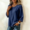 thumbnail image 4 of jjayotai Cotton Linen Tops for Women Crew Neck Loose Fit Long Sleeve Shirts Casual Fall Blouses Work Weekend Travel, 4 of 6