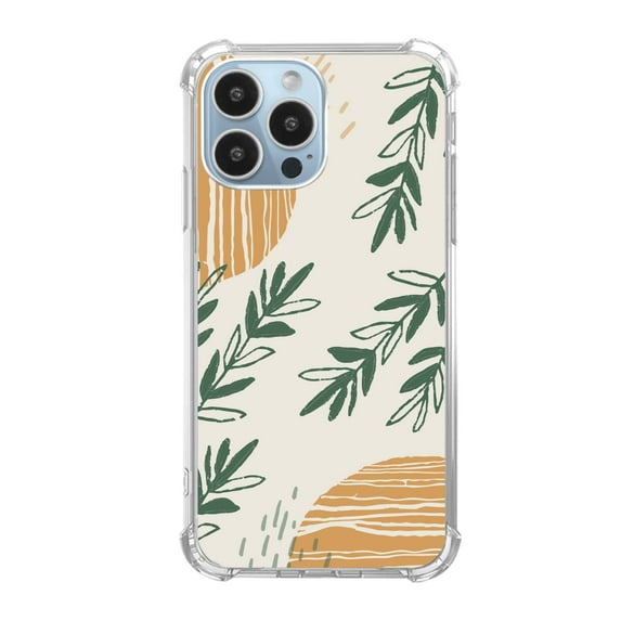 Boho Plant Art Case for iPhone 14 Pro Max,Aesthetic Art Design TPU Bumper Cover Case