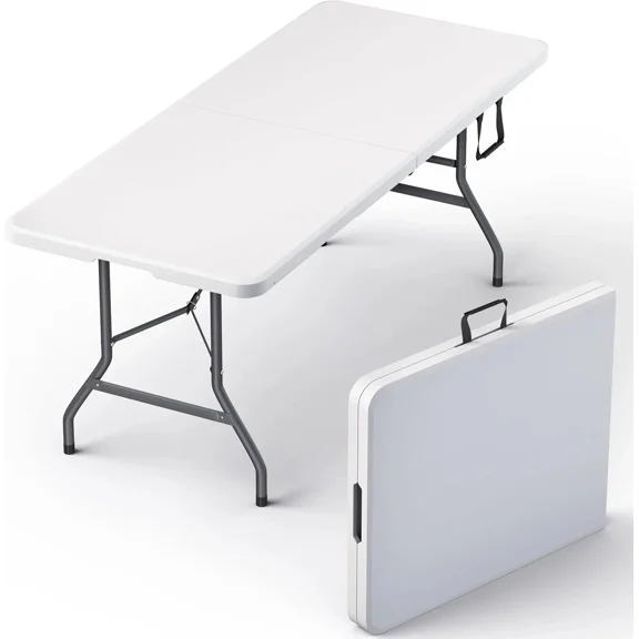 Plastic Folding Table 6Ft for Indoor/Outdoor Events - Durable & Portable