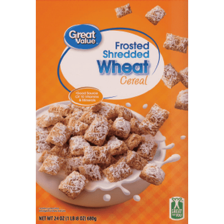 (2 Pack) Great Value Frosted Shredded Wheat Cereal, 24
