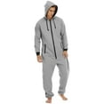 thumbnail image 6 of XIAOCHA Solid Onesie For Men Zip Up Hooded Long Jumpsuit Nightwear, 6 of 7