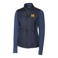 thumbnail image 2 of Women's Cutter & Buck  Navy Michigan Wolverines Alumni DryTec Stealth Hybrid Quilted Full-Zip Windbreaker Jacket, 2 of 3