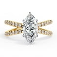 thumbnail image 2 of IGI Certified Lab Grown Diamond Engagement Ring | Center 12x6mm Marquise Cut Criss Cross Solitaire Halo Promise Rings For Women In 18k Solid Yellow Gold | F-G, VS-SI Quality (1.85 Ctw) Ring Size4, 2 of 7