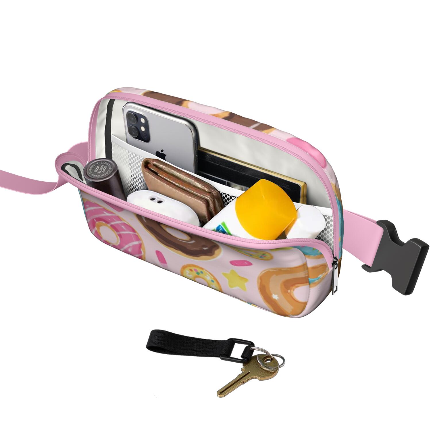 Cross Body Bag for Sports Enthusiasts Commuters Fashionable Waterproof Fanny Pack with Adjustable Strap for Casual Running Hiking Cycling Doughnut Sporty Waist Pack