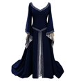 thumbnail image 2 of Renaissance Dress Women, Womens Renaissance Costume, Medieval Dress for Women Steampunk Witch Dress Cosplay Halloween Princess Costume Gothic Retro Flare Sleeve Ball Gown, Dark Blue M, 2 of 6