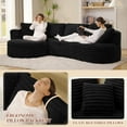 thumbnail image 6 of Muumblus Curved Sectional Sofa, Oversized L-Shaped Couch, Modern Corduroy Sleeper Couches for Living Room, Black (Chaise on Left), 6 of 11