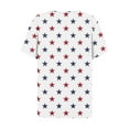 thumbnail image 5 of 4th of July Shirts for Women 3/4 Length Sleeve Patriotic Tops Dressy Casual Notch Neck Blouses 2024 USA Flag Star Stripes Printed Parade T Shirt, 5 of 5