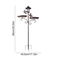 thumbnail image 3 of LACKUST Solar Bird Feeder with Light, 2-Tier Metal Ground Stake Bird Bath & Feeding Station for Garden, Rustic Brown, 3 of 5