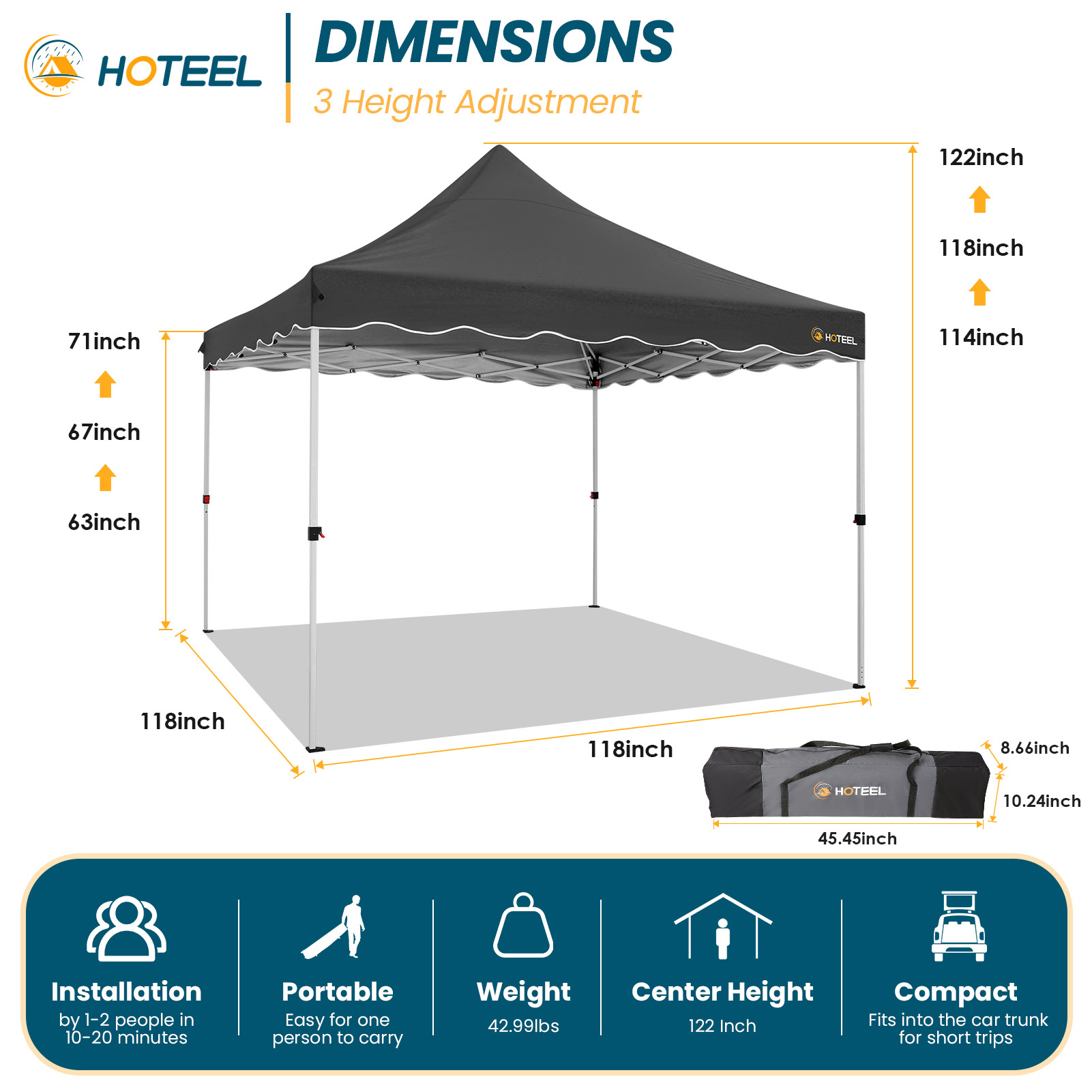 HOTEEL Party Tent 10x10 Canopy Tents for Parties with 6 Removable Sidewalls, Waterproof Outdoor Tent for Weddings and Events