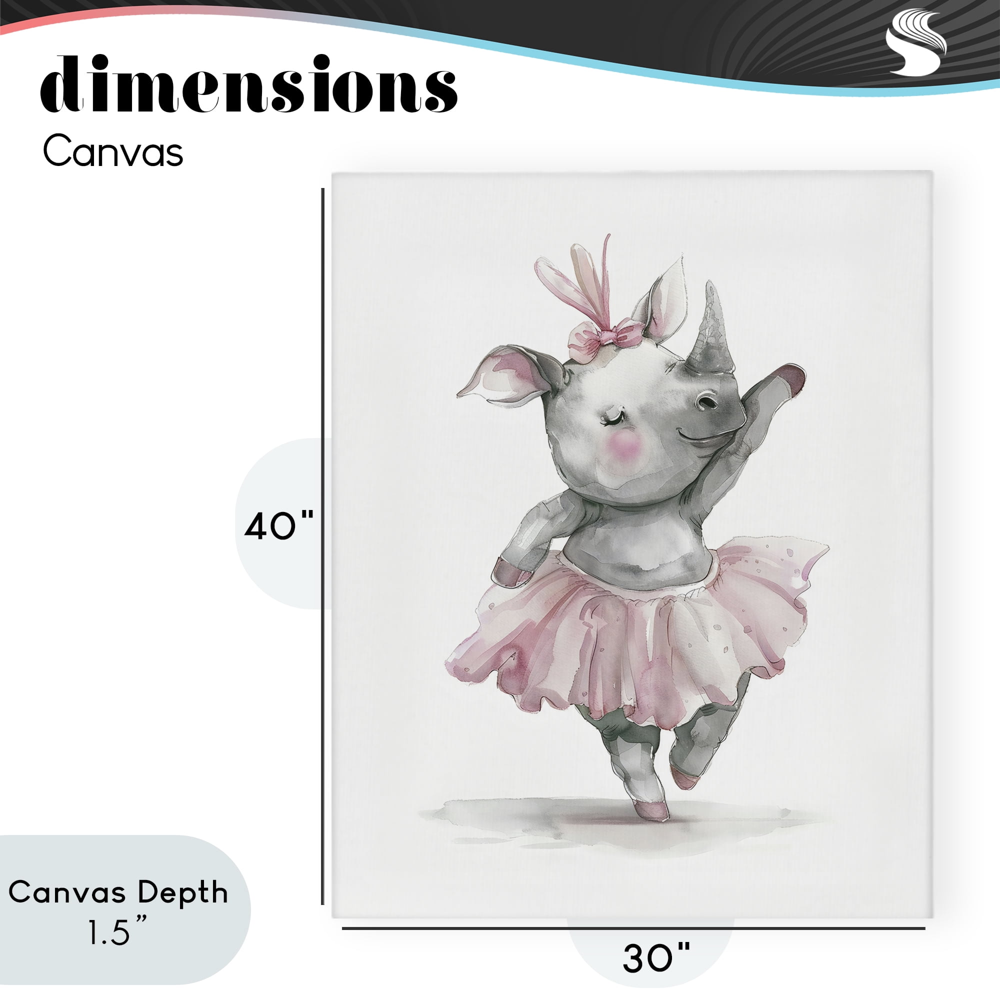 Stupell Industries Ballerina Rhino in Pink Tutu Canvas Wall Art, design by LSR Design Studio
