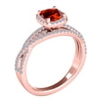 thumbnail image 3 of Mauli Jewels Rings for Women 0.90 Carat Diamond and Cushion Shaped Garnet Ring 4-prong 10K Rose Gold, 3 of 7
