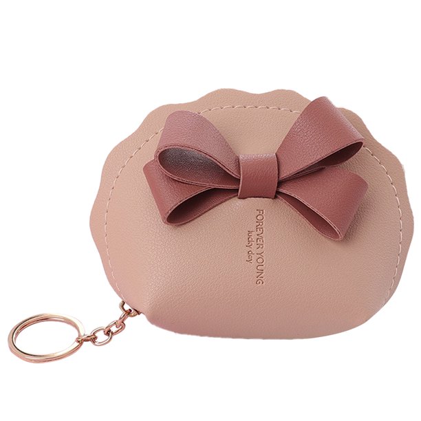 Monedero pequeño de cuero PU con lazo preppy, bonito bolso de moda