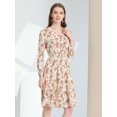 thumbnail image 2 of INSPIRE CHIC Robe Midi à Manches Longues Imprimé Floral Col en V pour Femmes, 2 of 5