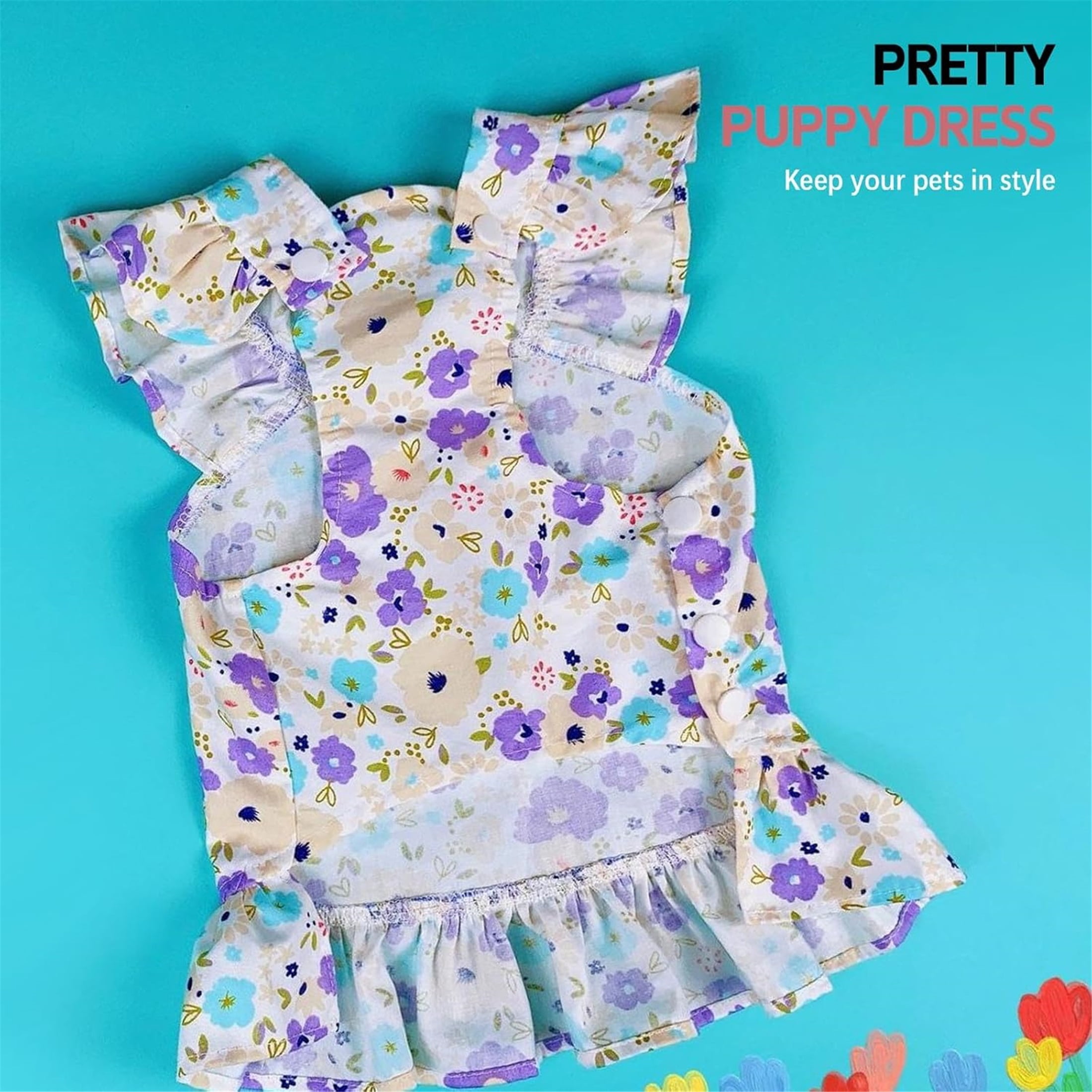UOSIA Dog Dresses for Large Dogs Girl Cute Floral Puppy Dresses Pet Cat Princess Costume,XXL,Purple