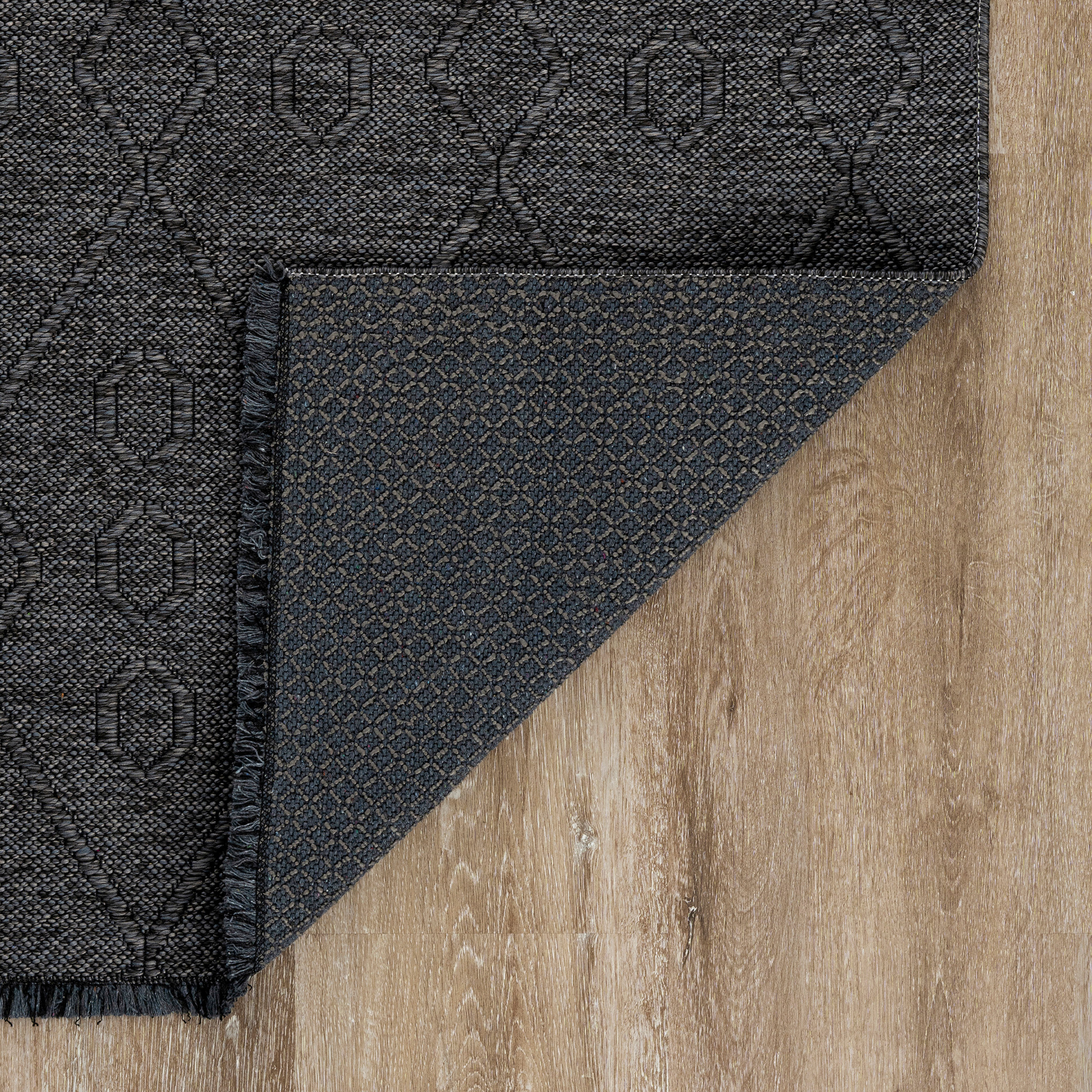 Alma Transitional 5' x 7' Dark Gray and Ash, Machine Washable Polyester & Cotton Indoor Area Rug