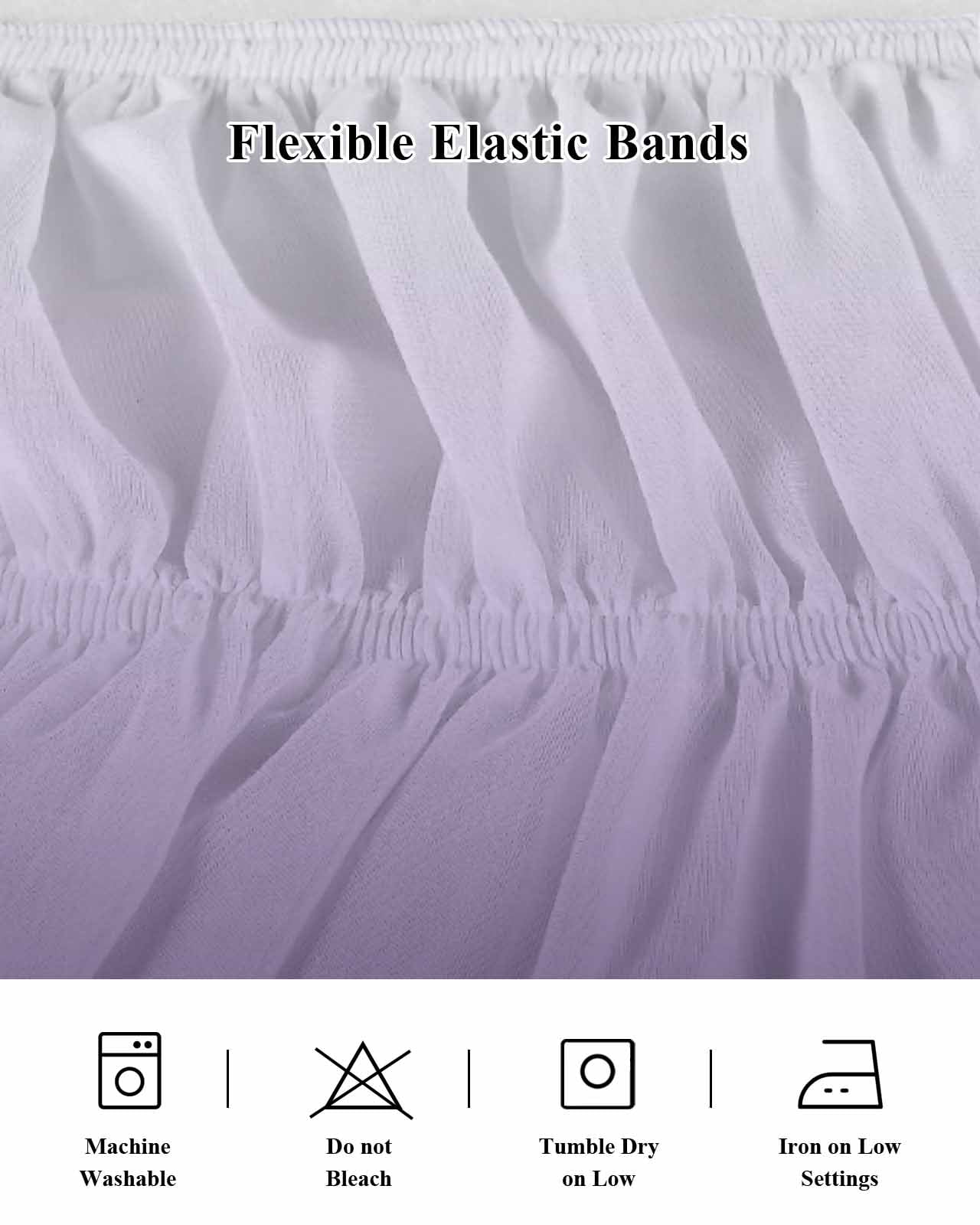 Purple Gradient Bed Skirt Queen Size 16" Drop Ruffled Wrap Around Bed Skirts Adjustable Elastic Bedskirt Dust Ruffle for Queen Size Bed