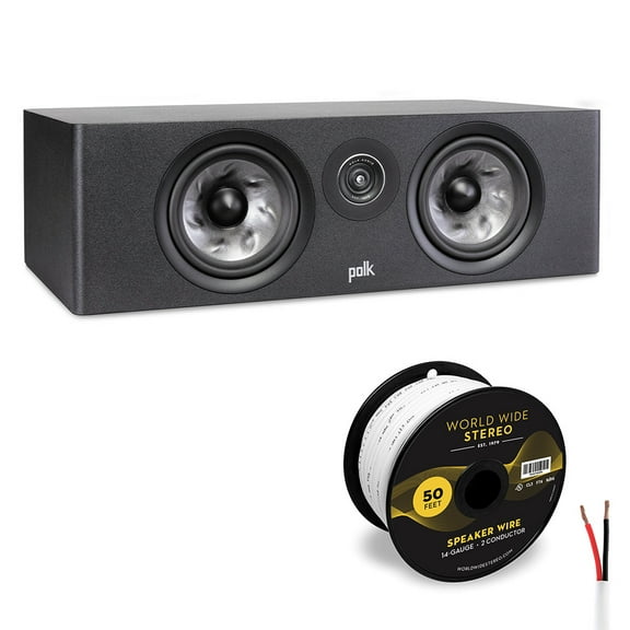 Polk Audio Reserve R400 Center Channel Speaker Cable Bundle (Black)