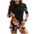 thumbnail image 2 of Pounoo Womens Palm Print Swim Cover Up Sets Relaxed Fit Quick Dry Fabric Breathable Summer Vacation Bathing Suits Gift, 2 of 7