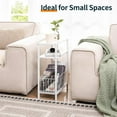 thumbnail image 4 of Narrow side table with storage basket, small space use small side table, slim long side table for living room, bedroom, office, space-saving three-tier bedside table, for magazines white, 4 of 4
