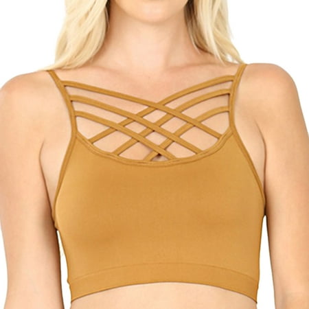 

Cutout Bralette Sports Bra Crop Top Caged Strappy Criss Cross Cleavage Workout