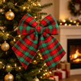 thumbnail image 6 of 1 PC Red Green Plaid Christmas Bow, 30 x 25 cm Wired Ribbon Bow for Tree, Wreath, Garland, Door, Mantel & Holiday Decor, 6 of 7