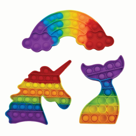 Fidget Fun Magical Popper 3 Pack, Rainbow, Unicorn, and Mermaid