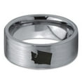thumbnail image 2 of Tungsten Washington The Evergreen State Band Ring 8mm Men Women Comfort Fit Gray Flat Cut Brushed Polished, 2 of 4