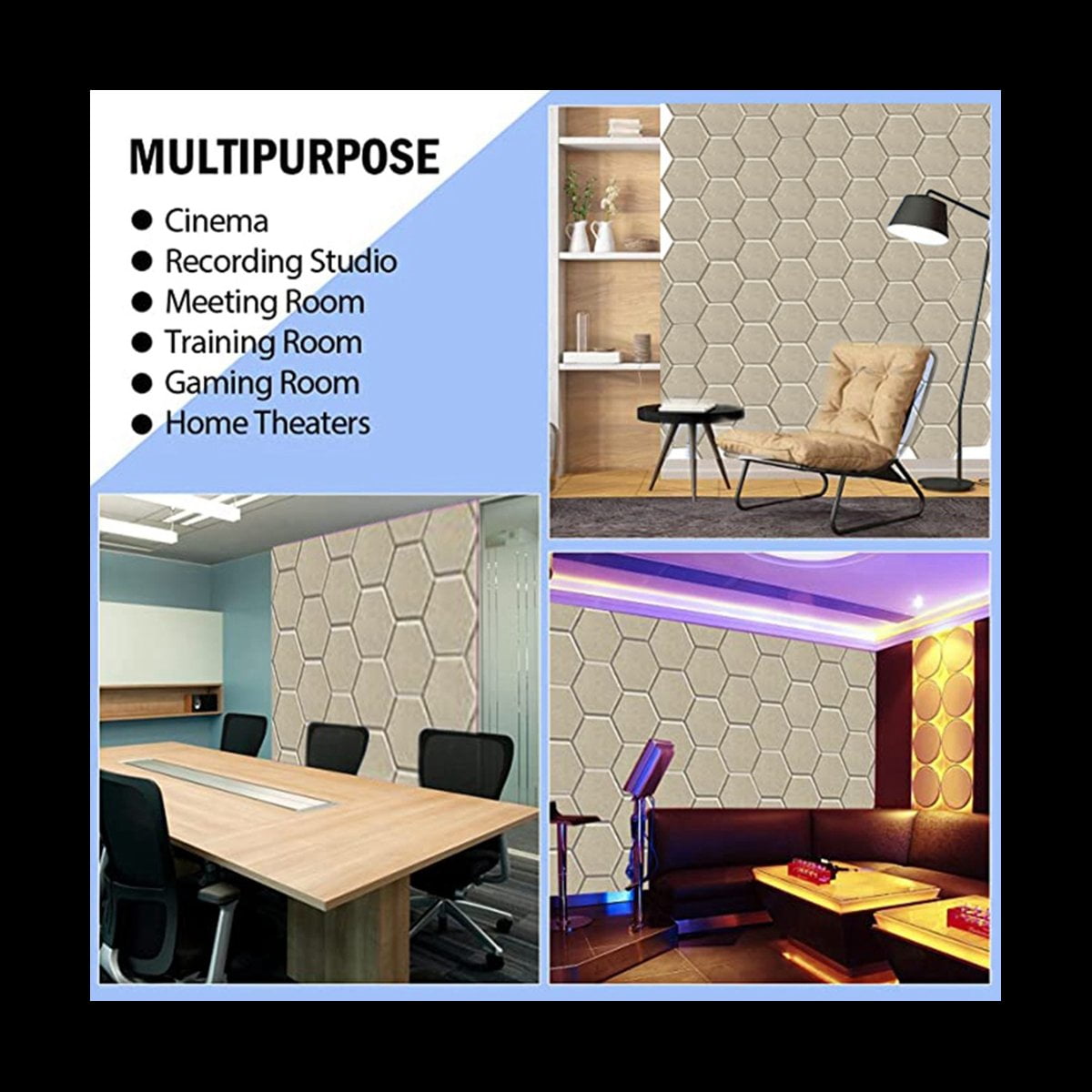 12 Piece Hexagonal Acoustic Panel, 12x10x 0.4Inch, Stylish Acoustic Walls and Office (Light Camel Color)