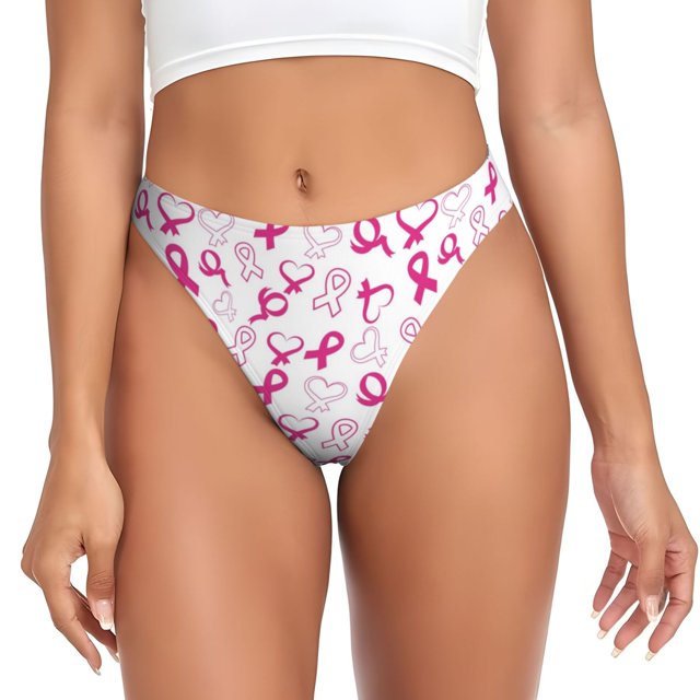 Fotbe Breast Cancer Awareness4 Tanga Sin Costuras para Mujer con Estampado – Panties Invisibles, Transpirables y Cómodos para Uso Diario-4X-Large