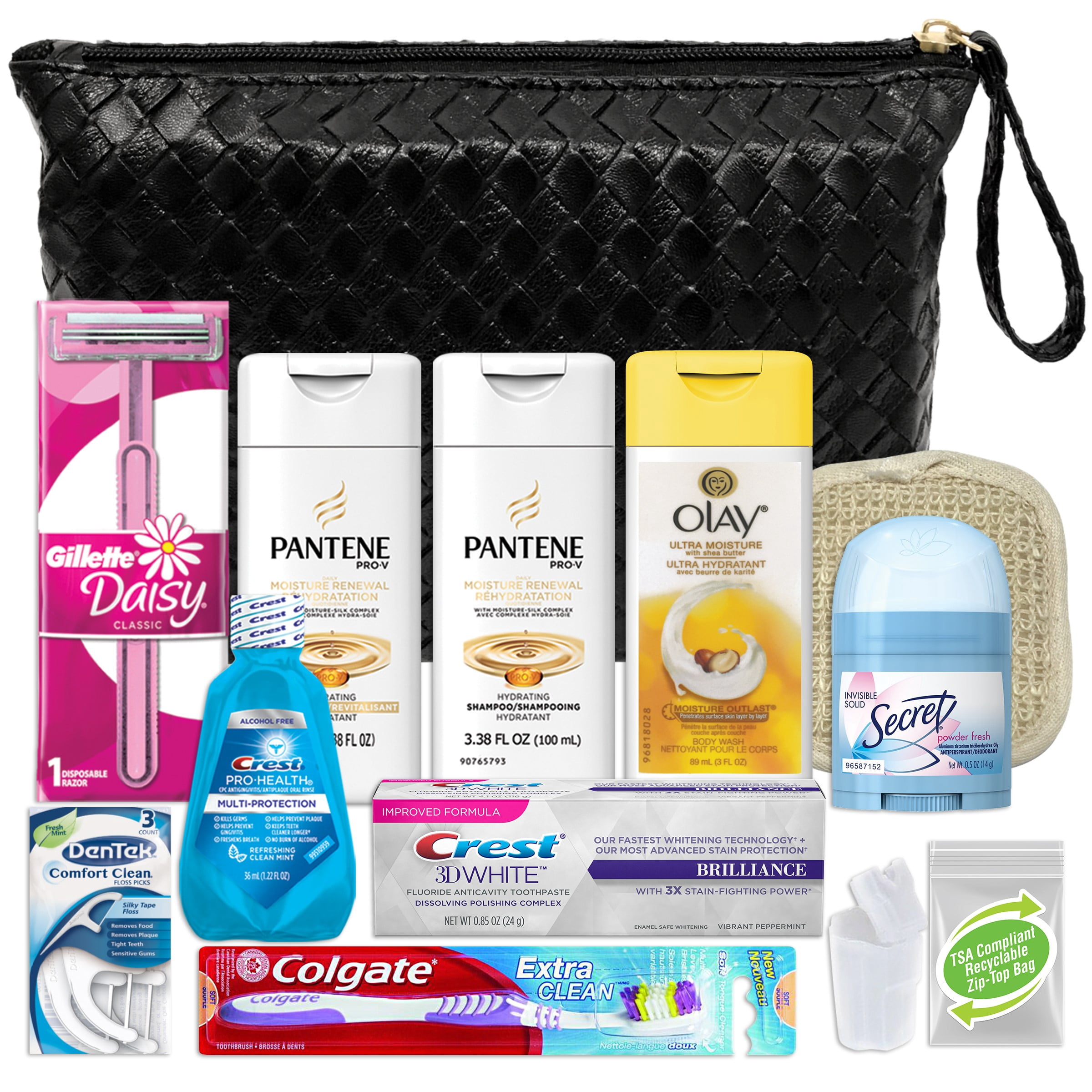 Convenience Kits International, Women's Pantene Premium 12 PC Assembled Travel Kit, TSA Complaint, in Reuseable Toiletry Zippered Bag with Handle: Featuring: Pantene Hair Care Products